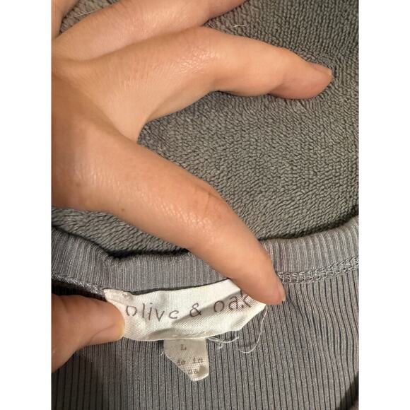 Olive & Oak Size Large Ribbed Cropped Crew Neck Shirt Gray Modal Spandex Blend‎ - Picture 3 of 7